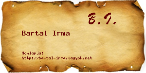 Bartal Irma névjegykártya